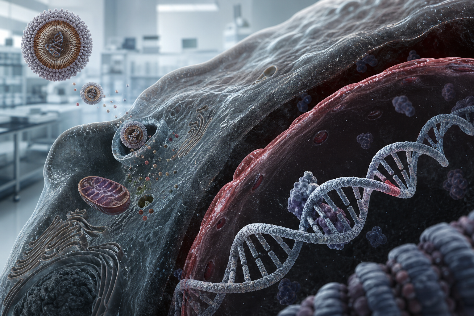 Lipid nanoparticles delivering a personalized gene editor into a liver cell beside a precisely corrected DNA sequence